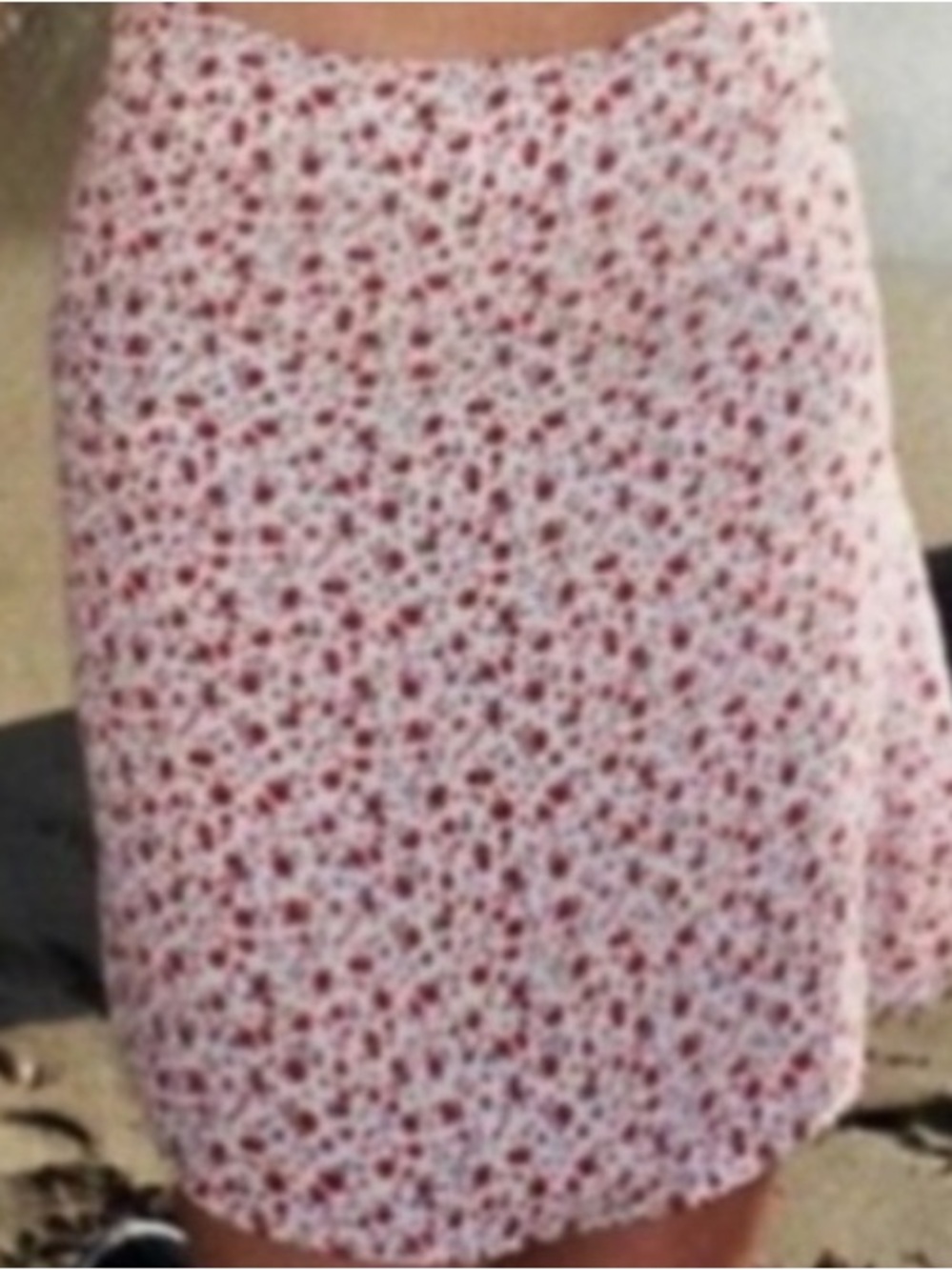 Brandy Melville White and Pink Floral Mini Skirt